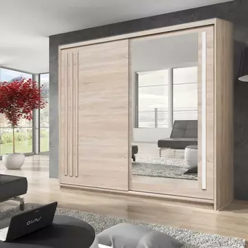 Buy Effect 2 Sliding Door Wardrobe Oak Sonoma 200cm, Colour: Oak Sonoma, Width: 200 from Furnituretta