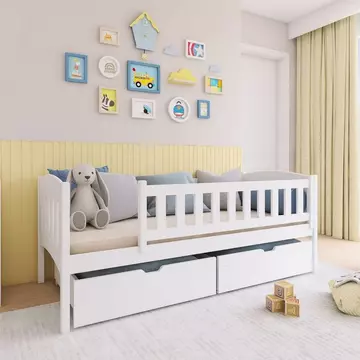 Buy Wooden Single Bed Gucio with Storage White Matt, Colour: White Matt, Mattresses: Without Mattresses from Furnituretta