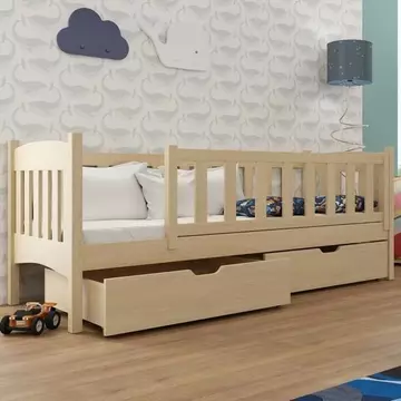 Buy Wooden Single Bed Gucio with Storage Pine, Colour: Pine, Mattresses: Without Mattresses from Furnituretta