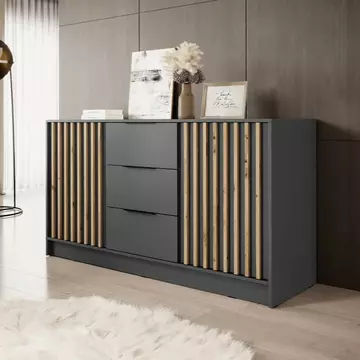Buy Nelly Sideboard Cabinet Graphite 155cm, Colour: Graphite, Width: 155 from Furnituretta