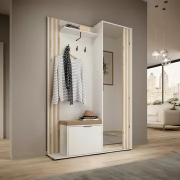 Buy Nelly Hallway Set White 131cm, Colour: White, Width: 131 from Furnituretta