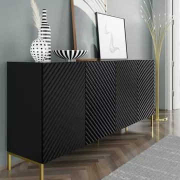 Buy Surf Large Sideboard Cabinet Black 200cm, Colour: Black, Width: 200 from Furnituretta