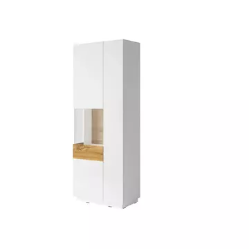 Buy Silke 12 Tall Display Cabinet White Gloss & Wotan Oak [Left], Colour: White Gloss / Wotan Oak, Width: 80 from Furnituretta
