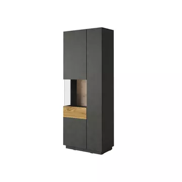 Buy Silke 12 Tall Display Cabinet Matera & Wotan Oak [Left], Colour: Matera / Wotan Oak, Width: 80 from Furnituretta