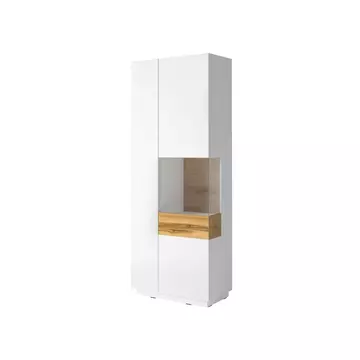 Buy Silke 13 Tall Display Cabinet White Gloss & Wotan Oak [Right], Colour: White Gloss / Wotan Oak, Width: 80 from Furnituretta