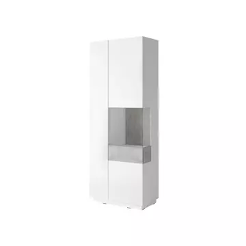 Buy Silke 13 Tall Display Cabinet White Gloss & Concrete Grey [Right], Colour: White Gloss / Concrete Grey, Width: 80 from Furnituretta