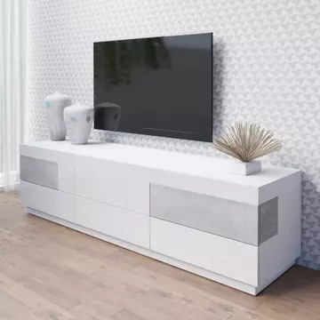 Buy Silke 40 TV Cabinet White Gloss & Concrete Grey, Colour: White Gloss / Concrete Grey, Width: 206 from Furnituretta