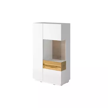 Buy Silke 44 Display Cabinet White Gloss & Wotan Oak [Right], Colour: White Gloss / Wotan Oak, Width: 80 from Furnituretta