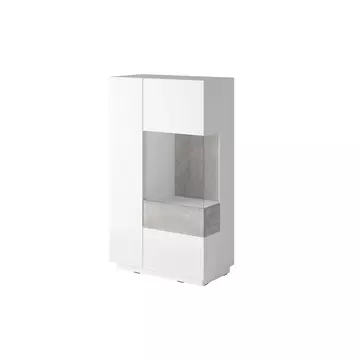 Buy Silke 44 Display Cabinet White Gloss & Concrete Grey [Right], Colour: White Gloss / Concrete Grey, Width: 80 from Furnituretta