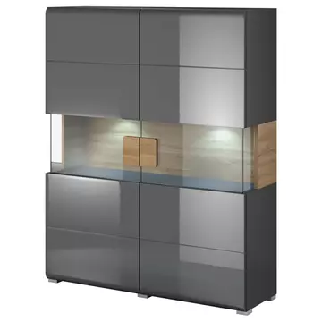 Buy Toledo 42 Sideboard Display Cabinet Grey Gloss, Colour: Grey Gloss, Width: 122 from Furnituretta