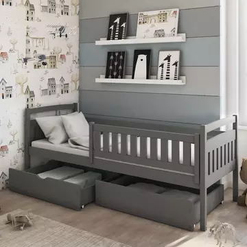 Buy Wooden Bed Terry with Storage Graphite, Colour: Graphite, Mattresses: Without Mattresses from Furnituretta