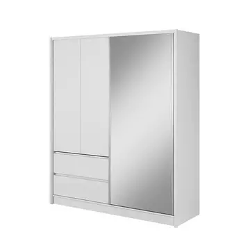 Buy Sara Sliding Door Wardrobe White Matt 184cm, Colour: White Matt, Item Width: 180 from Furnituretta