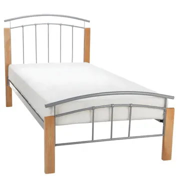 Buy Tetras Silver Metal Bed Frame Single, Colour: Silver, Size: 3ft/Single, Item Width: 96 from Furnituretta