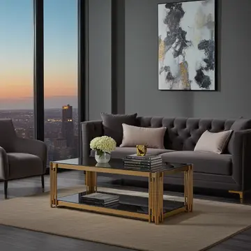 Buy Cleveland Grey Glass Coffee Table Gold, Colour: Grey, Width: 100 from Furnituretta