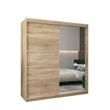 Buy Verona 02 Sliding Door Wardrobe Oak Sonoma 180cm, Colour: Oak Sonoma, Width: 180 from Furnituretta