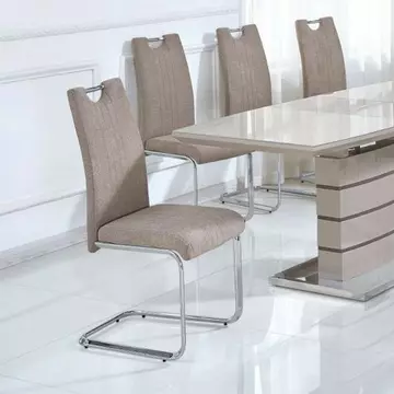 Buy Knightsbridge Fabric Chairs Chrome & Taupe (2s) from Furnituretta