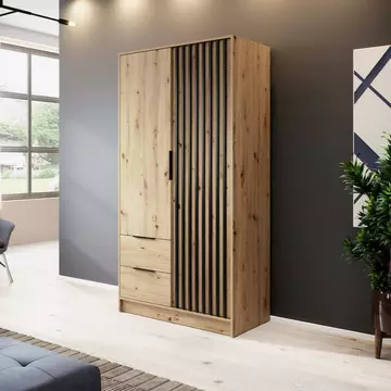 Buy Nelly Hinged Door Wardrobe Oak Artisan 105cm, Colour: Oak Artisan, Width: 105 from Furnituretta