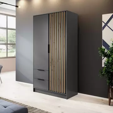 Buy Nelly Hinged Door Wardrobe Graphite 105cm, Colour: Graphite, Width: 105 from Furnituretta