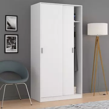 Buy Larsen Small Narrow Sliding 2 Door Wardrobe White, Colour: White, Width: 100 from Furnituretta