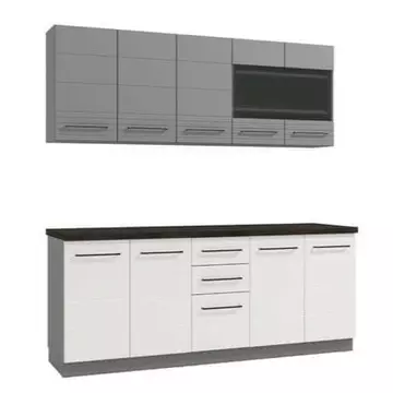Buy Prescot Kitchen Units White Gloss and Grey 200cm from Furnituretta