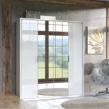 Buy Bala 4 Door Mirrored Wardrobe White High Gloss from Furnituretta