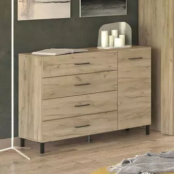 Buy Royston 1 Door 4 Drawer Sideboard Storage Unit Oak, Colour: Oak from Furnituretta