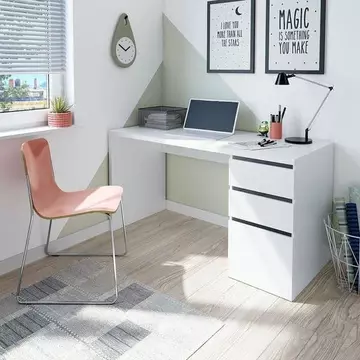 Buy Soham Office Desk with Cupboard and Drawers Artic White from Furnituretta