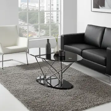 Buy Uplands Glass Coffee Table Chrome & Black from Furnituretta