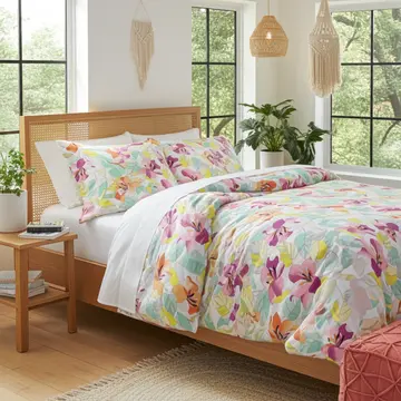 Buy Funky Color Flowers Cotton Bedding Set, Size: Double from Furnituretta