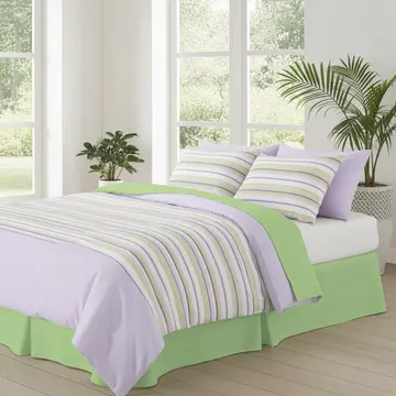 Buy Striped Cotton Duvet Cover Modern Quilt Cover Bedding Set, Colour: Green, Size: Double from Furnituretta