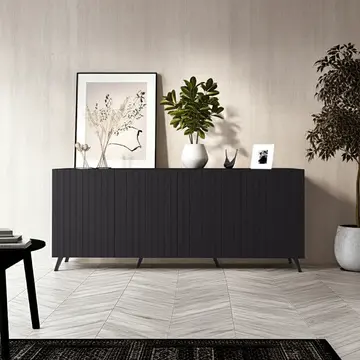 Buy Ascot Wide 4 Door Sideboard Cabinet Matte Black, Colour: Black from Furnituretta