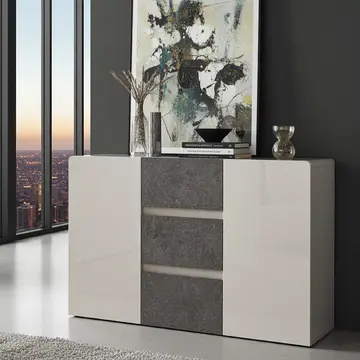 Buy Belarus High Gloss Sideboard Cream & Stone from Furnituretta