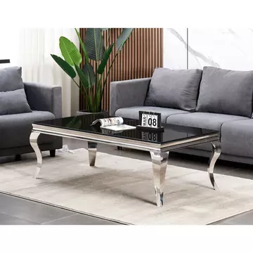 Buy Atlanta Coffee Table Black Glass & Silver Legs from Furnituretta