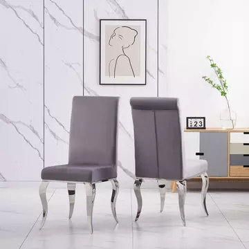 Buy Atlanta Velvet Fabric Dining Chair Grey & Silver (2s) from Furnituretta