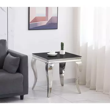 Buy Atlanta Lamp Table Black Glass & Silver Legs from Furnituretta