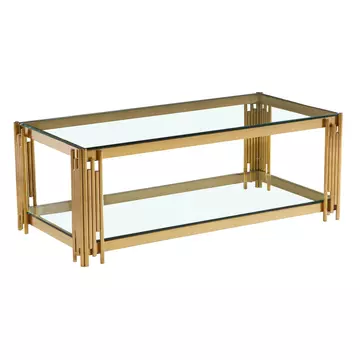 Buy Cleveland Clear Glass Coffee Table Gold, Colour: Gold from Furnituretta