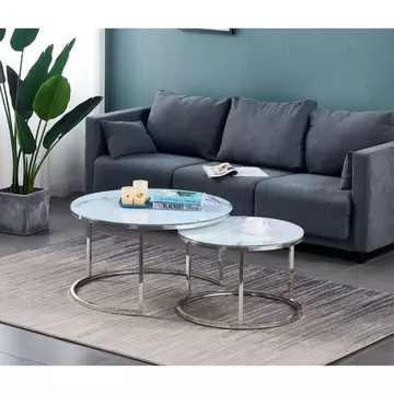 Buy Evoque Marble Effect Glass Coffee Table Set from Furnituretta