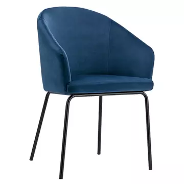 Buy Hamburg Velvet Dining Chair Blue with Black Legs, Colour: Blue from Furnituretta