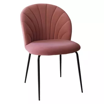 Buy Highford Velvet Dining Chair Pink with Black Metal Legs from Furnituretta