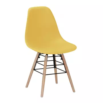 Buy Lilly Plastic (PP) Chairs with Solid Beech Legs Yellow (4s), Colour: Yellow from Furnituretta