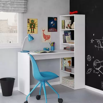 Buy Darley Compact Design Computer Desk Table with Bookcase Matt White from Furnituretta