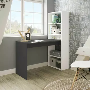 Buy Darley White and Grey Effect Computer Desk Table with Bookcase from Furnituretta