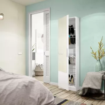 Buy Grays Artic White Tall Shoe Cabinet 1 Mirrored Door 14-16 Pairs, Colour: White from Furnituretta