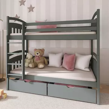 Buy Gabi Bunk Bed Graphite: Storage & Style for Kids' Bedrooms, Colour: Graphite, Mattresses: Without Mattresses from Furnituretta