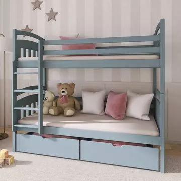 Buy Gabi Bunk Bed Grey Matt: Storage & Style for Kids' Bedrooms, Colour: Grey Matt, Mattresses: Without Mattresses from Furnituretta