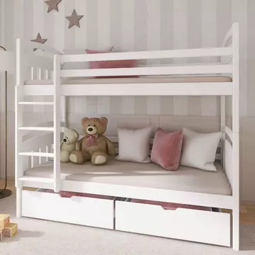 Buy Gabi Bunk Bed White Matt: Storage & Style for Kids' Bedrooms, Colour: White Matt, Mattresses: Without Mattresses from Furnituretta