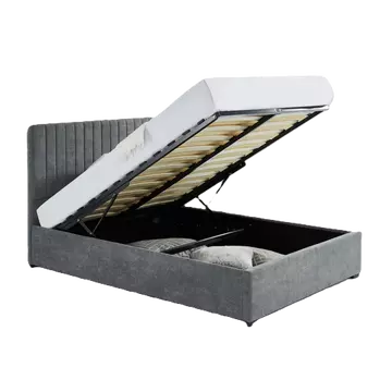 Buy Livingstone Storage Fabric Double Bed Grey, Colour: Grey, Size: Double from Furnituretta
