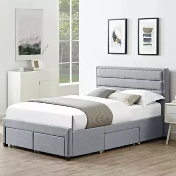 Buy Paisley 4 Drawer Linen Fabric Double Bed Grey from Furnituretta