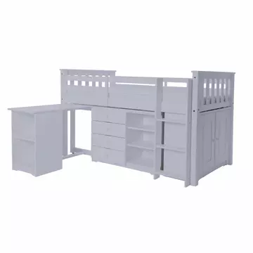 Buy Porto Midi Sleeper with Desk, Chest & Bookcase Grey, Colour: Grey from Furnituretta