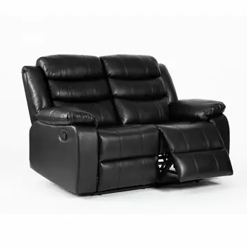 Buy Turin Recliner Leather Aire 2 Seater Black, Colour: Black from Furnituretta